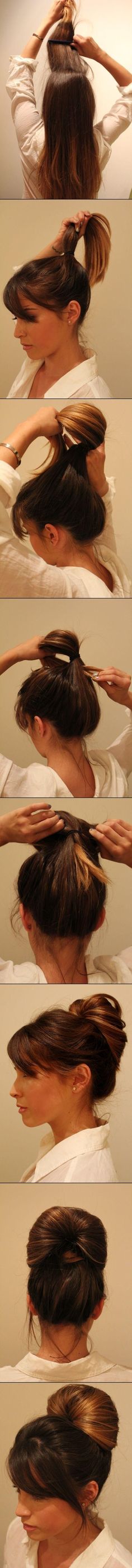 So much cuter than a ponytail. Bouffant Bun, Diy Wedding Hair, High Bun, Women's Hair, Tutorial Diy, Style Hair, Hair Tips