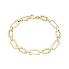 This Italian-made bracelet is the versatile style staple your look needs. Crafted in 10K yellow gold, polished and twisted oval-shaped links alternate to create the chic design. The 7.5-inch bracelet secures with a lobster clasp. Twist Bracelet, Twisted Bracelet, Initial Bracelet, Versatile Style, The Chic, Chic Design, Lobster Clasp, Cool Things To Buy, Apparel Accessories