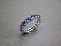 Eternity Blue Sapphire Ring in White Gold - HN JEWELRY Blue Sapphire Eternity Ring, Eternity Ring Sapphire, Ruby Eternity Ring, Unending Love, Sapphire Eternity Band, Sapphire Eternity Ring, Stack Rings, Jewellery Inspiration, Eternity Wedding Band