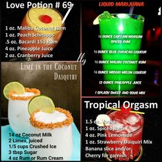 four different types of cocktails are shown in this graphic above it's description