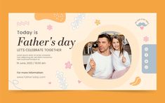 a father's day flyer with an image of a man and woman on it