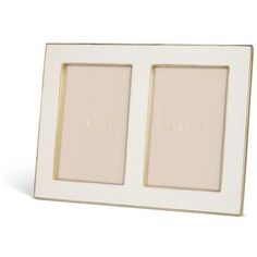 two white and gold frames with the word aerin on them, against a white background