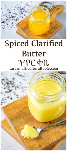 Spiced Clarified Butter in a jar on two wooden boards next to scattered spices. Sauces Recipes, Homemade Ideas, History Of The World, Compound Butter, Homemade Seasonings, Marinade Recipes, Tasty Healthy, Food Group