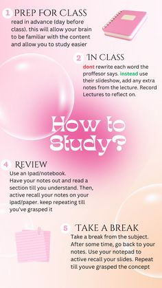 an info sheet describing how to study