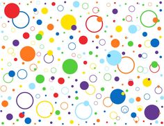 colorful circles and dots on a white background