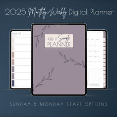 Digital Planner, 2025 Planner, 2025 Calendar, Simple Planner, Monthly/Weekly, Organization