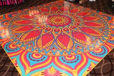 an artistically designed table top in the middle of a room