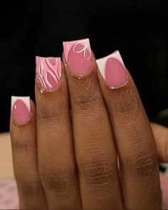 Pink Natural Nails With Design, Cute Overlays Nails, Pink Overlay Nails, Gel Overlay Nails Short, Pink And White Short Nails, Overlay Nail Ideas, Overlay Nails Designs, Dope Short Nail Designs, Nails Esthetic