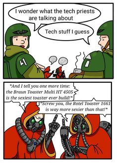 comic strip with two men in red and green uniforms, one is talking to the other