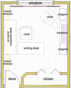 the floor plan for a small bedroom with two separate rooms and an attached bathroom area