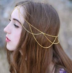 Hair Chain Jewelry, Prom Headband, Head Chain Jewelry, Gold Headpiece, Gold Hair Accessories