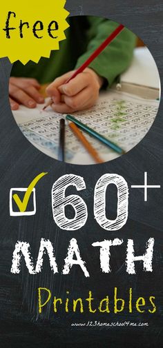 a blackboard with the text free 60 math printables