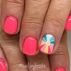 Brooke Jensen on Instagram: "The cutest design of colors!!😍🌅 . . Inspo: @nailed_by_kenna  . . -Do not remove my name off my picture. Ask for permission before using my photo on a website or for marketing purposes. #gelpolish #handpaintednailart #naturalnailsonly #utahnailtech #utahnailartist #nailartist #nailart #naildesigns #nailartdesigns #freehandart #freehandnailart #gelnails #nails #nailmagazine #nailinspo #summernailinspo #summernails #julynails #neonnails #pinksummernails #cuteandfunsummernails #trendysummernails #coralnails #sunsetnails #squarenails #abstractnails #sunrisenails #trendynails #coralnailart" Tropical Vacation Nails Simple, August Nails Ideas, Coral Nail Art, Pink Summer Nails, August Nails, Coral Nails, Unicorn Nails, Vacation Nails