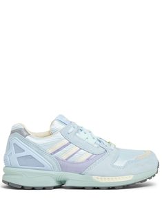 powder blue/mint green/light purple suede panelled design signature 3-Stripes logo logo-print tongue branded insole round toe front lace-up fastening ridged rubber sole Adidas Zx 8000, Adidas Zx, Purple Suede, Sneakers Blue, Suede Sneakers, Green Light, Powder Blue, Light Purple, Adidas Women