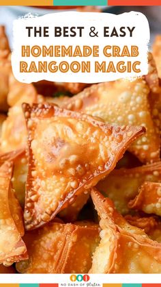 Indulge in Homemade Crab Rangoon Magic – a crowd-pleasing appetizer that combines the sweetness of crab with creamy cheese in a crispy wonton wrapper. Ready in just 30 minutes, these little delights are perfect for any occasion. From the first savory bite to the last, they're sure to be a hit at your next gathering. Easy, delicious, and utterly irresistible. Want to be the star of your next party? Follow this simple recipe and serve up some homemade magic tonight! Crab Rangoon Recipe Easy, Crab Rangoon Wontons, How To Make Crab Rangoon, Crab Rangoons Recipe, Sweet Crab Rangoon Recipe, Crab Wonton Recipes, Easy Crab Rangoon Recipe, Homemade Wonton Wrappers, Easy Crab Rangoon