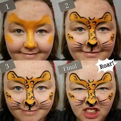 Facepainting Ideas Easy, Lion Face Paint, Mime Face Paint, Face Painting For Boys, Christmas Face Painting