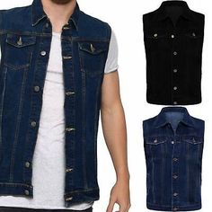 Great shopping ideas for Men๏ฟฝs Denim Jacket Cotton Classic Trucker Jeans Retro Western Style Waistcoat, Jackets Casual Button-up Vest Outerwear, Denim Vest For Fall, Spring Black Denim Vest, Casual Black Denim Vest, Black Denim Casual Vest, Sleeveless Denim Jacket With Pockets For Fall, Casual Sleeveless Dark Wash Outerwear, Sleeveless Cotton Outerwear With Snap Buttons, Casual Dark Wash Sleeveless Outerwear