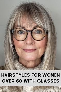 100+ Hairstyles for Women Over 60 with Glasses >>> Bangs that brush the tops of eyeglasses can create a youthful and playful look. This style adds a touch of charm and can frame the face in a flattering way. Click here to check out more elegant hairstyles prove that glasses are the ultimate accessory for women over 60. Straight Hair Framed Face, Long Hair That Frames The Face, Eyeglasses For Women Over 60 Gray Hair, Medium Hair With Bangs And Glasses, How To Style Bangs With Glasses, Hairstyles For Women Over 60 Medium With Glasses, Shoulder Length Hair With Bangs And Glasses, Straight Bangs With Glasses, Straight Bobs For Fine Hair