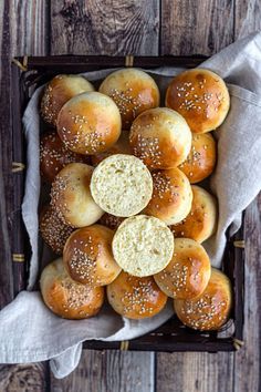 small bagels with sesame seeds in a basket