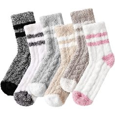 Pack Of 6 Fuzzy Socks for Women Fluffy Socks Cozy Warm Socks Slipper S — Aquatic Socks Sleeping Socks, Fall Socks, Long Toenails, Fluffy Socks, Stylish Socks, 2023 Trends, Soft Sock, Fuzzy Socks, Adrenal Fatigue