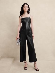 Vegan Leather Jumpsuit | Banana Republic Factory Cute Jumpsuits, Leather Jumpsuit, Banana Republic Factory, Banana Republic Pants, Winter 2024, Black Jumpsuit, Jumpsuits For Women, Banana Republic, Vegan Leather