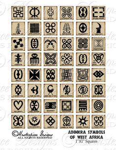 an image of the alphabets and symbols used in tattoo art work on wood blocks