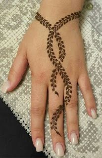 a woman's hand is decorated with hennap and leaves on the palm