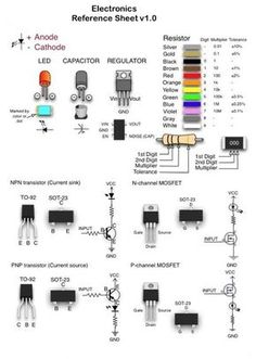 the electronic circuit diagram shows various components and functions for each device, including two different types of