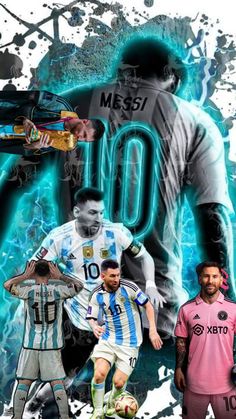 soccer players are depicted in this collage with the names of their teams and numbers