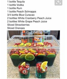 the recipe for this super bowl jungle juice is ready to be eaten and put into cups