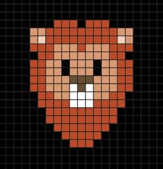 a cross stitch pattern with an orange bear face on it's chest and black eyes