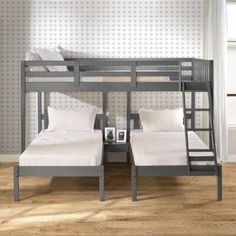 a bunk bed with two beds underneath it