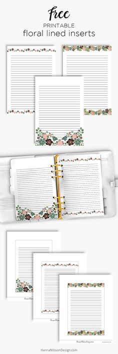 the floral lined inserts are shown on top of each other, with flowers and leaves