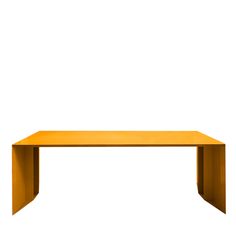 an orange rectangular table against a white background