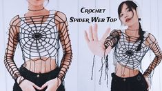 Crochet Spider Web Top, Spider Web Top, Chenda Diy, Spiderweb Top, Crochet Spider Web, Crochet Spider, Crochet Shorts Pattern, Web Top, Shorts Pattern