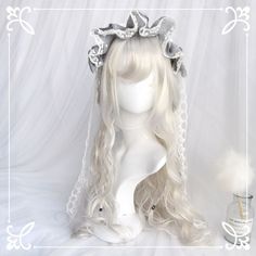 Gothic Punk Fashion, White Wig, Long Wavy Wig, Pelo Anime, Long Curly Wig, Grey Wig, Harajuku Outfits, Wavy Wig, As Pictures