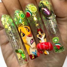 Character Themed Nails, Disney Characters Nail Art, Aquarium Nail Art, Character Art Nails, Character Nail Designs, Aquarium Nails Design, Nail Art Character, Cartoons Nails, Pixar Nails