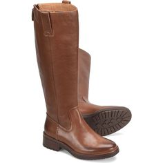 a pair of brown leather boots on a white background