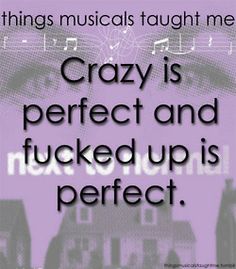 the words crazy is perfect and trucked up is perfect on a purple background with buildings