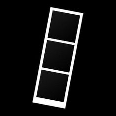 a black and white photo frame with three squares in the bottom right corner on a black background