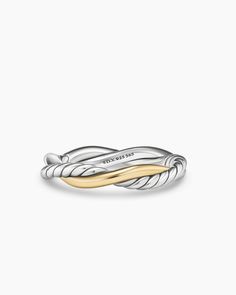 David Yurman | Petite Infinity Band Ring in Sterling Silver with 14K Yellow Gold, 4mm Infinity Band Ring, David Yurman Ring, Infinity Band, Mixed Metal Rings, Cable Bracelets, Braided Ring, David Yurman Jewelry, Gold And Silver Rings, Sterling Silver Engagement Rings