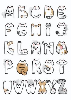 an illustrated alphabet with cats and letters