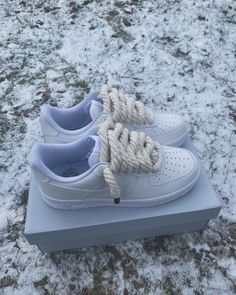 Custom rope lace Air Force 1 Nike Air Force 1 Rope Laces, Rope Lace Airforce 1, Custom Af1 Rope Laces, Nike Air Force 1 White Lace-up, Sporty White Lace-up Nike Air Force 1, Custom Air Force 1, Cute Nike Shoes, Cute Nikes, Air Force 1