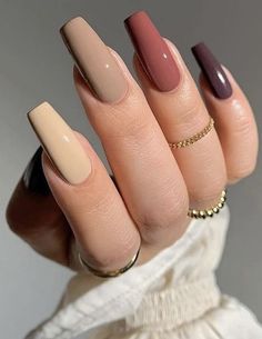 Trending Minimalism: Simple and Basic Long Square Fall Acrylic Nails 2023 Beige Nails Design, Nail Acrylic, Nails Easy, Beige Nails, Her Nails, Fall Acrylic Nails, Nails 2021, Acrylic Coffin, Nails Red