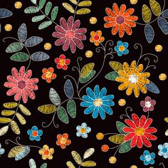 an image of colorful flowers on black background