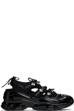 Simone Rocha: Black Beaded Classic Tracker Sneakers | SSENSE Simone Rocha Shoes, Half Awake, Virtual Wardrobe, Shoe Inspo, Fashion Pieces, Nappa Leather, Black Beads, Faux Pearl, The Uk