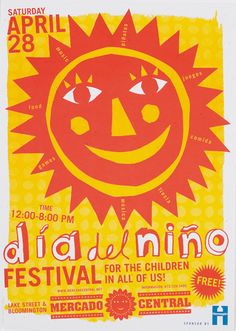 an orange and yellow poster advertising a festival