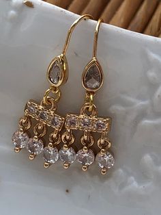 Royal gold earrings with clear crystals, with teardrop cubic zircons, Roman style earrings, Regency earrings, renaissance jewelry, gold and white, clear crystal earrings, gold plated stud, gift for her Clear Crystal Earrings, Roman Fashion, Clear Crystal, Crystal Earrings, Gold Earrings, Jewelry Earrings Dangle, Gold Plate, Dangle Drop Earrings, Dangle Earrings