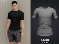 an image of a man in shorts and t - shirt with the name amir top v2 on it