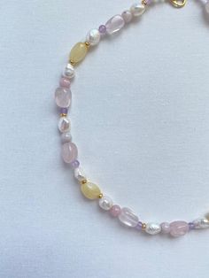 Gemstone necklace Freshwater pearl, Yellow jasper, pink quartz and jade stone ) jewelry Rainbow features Baroque pearls Natural gemstone ( Yellow jasper, pink quartz, jade) Gold plated brass clasp Length - 37cm-42cm (Adjustable) Pearls vary in size and shape Please contact us for specific questions, size, color, etc. -Care -Delicate Jewelry, Especially Dainty Chain Designs, Should be Treated with Care While Wearing to Prevent Breakage. -Many factors can influence the condition of the jewelry. Th Yellow Jasper, Bracelet Inspo, Making Jewellery, Necklace Bead, Making Stuff, Pearl Jewelry Necklace, Stone Beaded Necklace, Pearl Jewellery, Beading Ideas